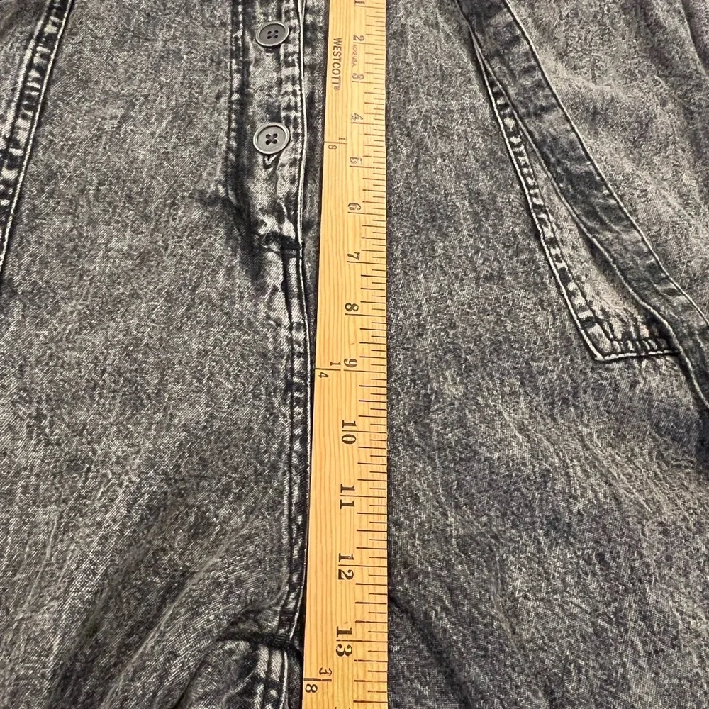 NWT G. Kale Women PXL Faded Black Denim Button-Down Jumpsuit 100% Cotton Pockets